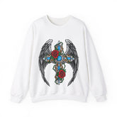 Angel Wing Cross - Women's Heavy Blend™ Crewneck Sweatshirt